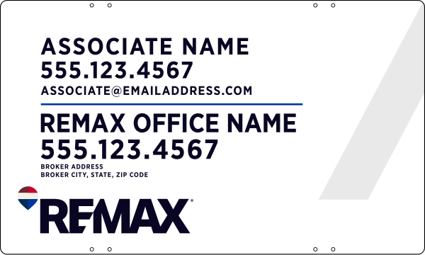 Reflective Associate Name w Broker Address Sign Panel, 18h x 30w, Steel